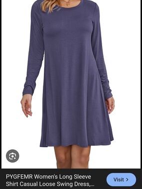 Long Sleeve Casual Swing Dress in Dusty Purple